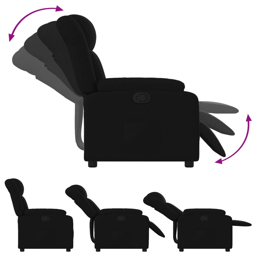 vidaXL Sillón reclinable de tela negro