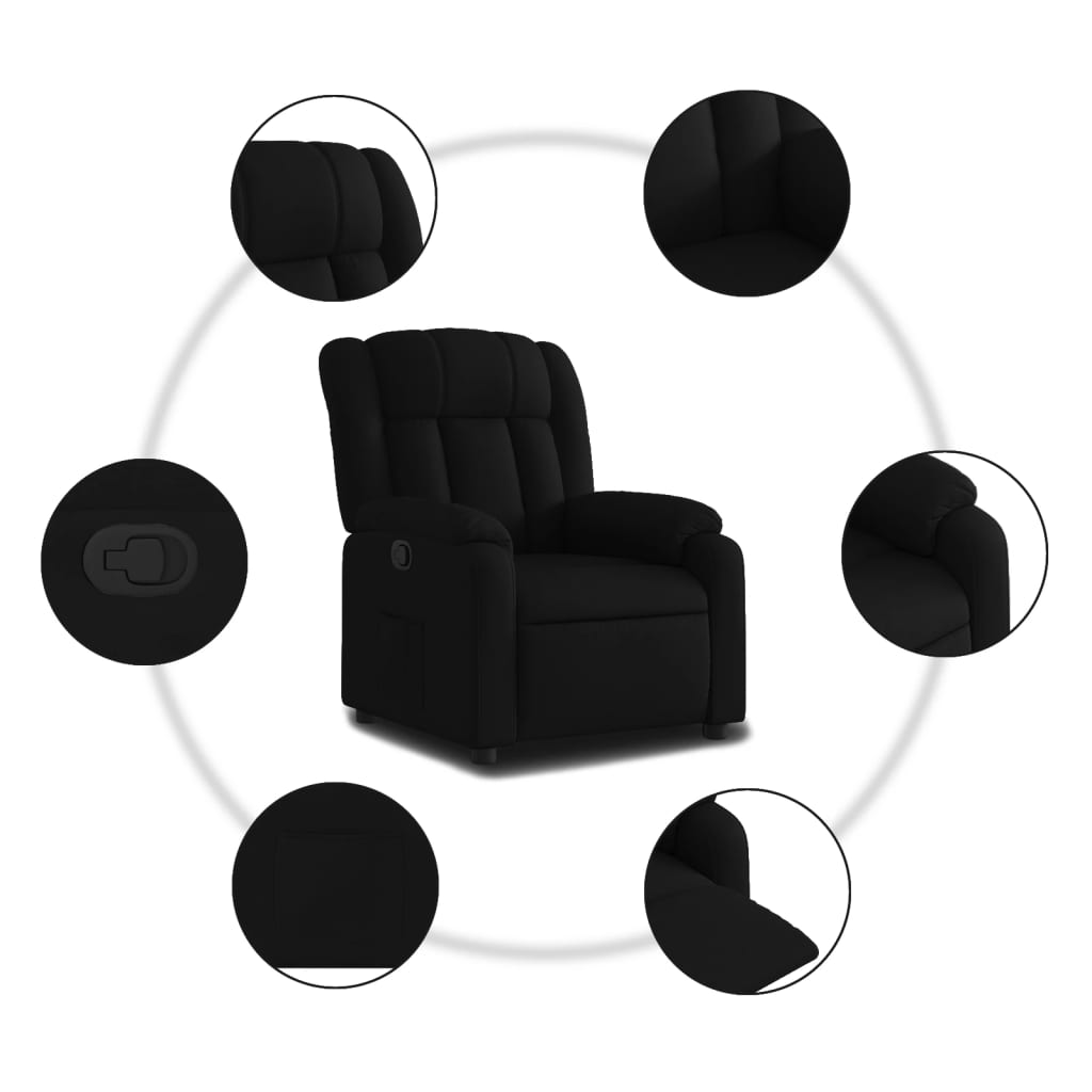 vidaXL Sillón reclinable de tela negro