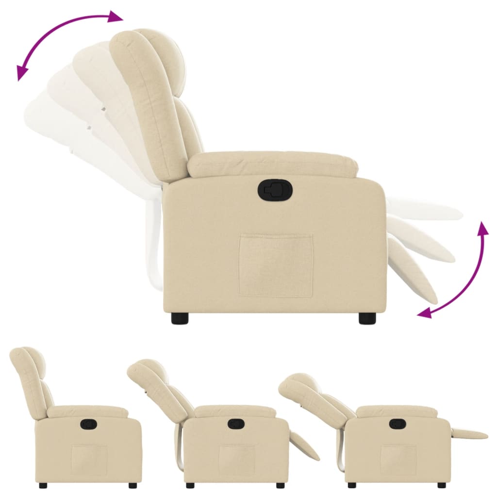 vidaXL Sillón reclinable de tela crema