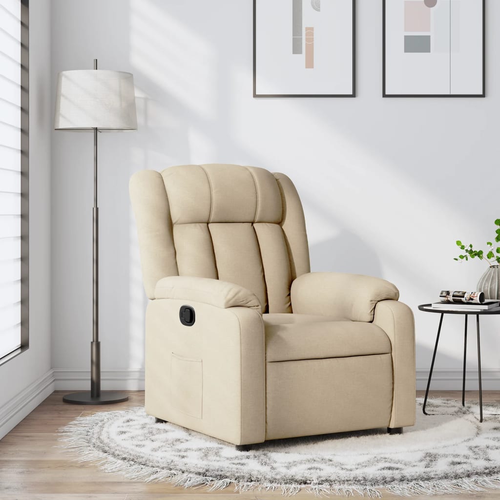 vidaXL Sillón reclinable de tela crema