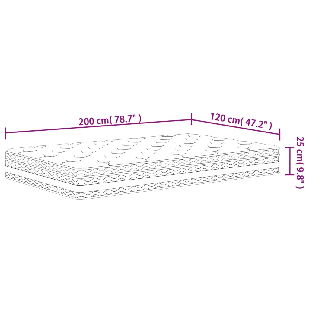 vidaXL Colchón de muelles ensacados firmeza media 120x200 cm