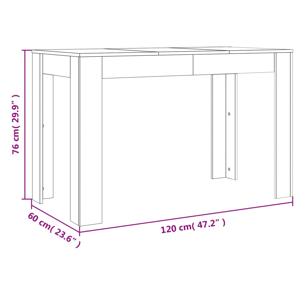 vidaXL Mesa de comedor madera de ingeniería roble ahumado 120x60x76 cm