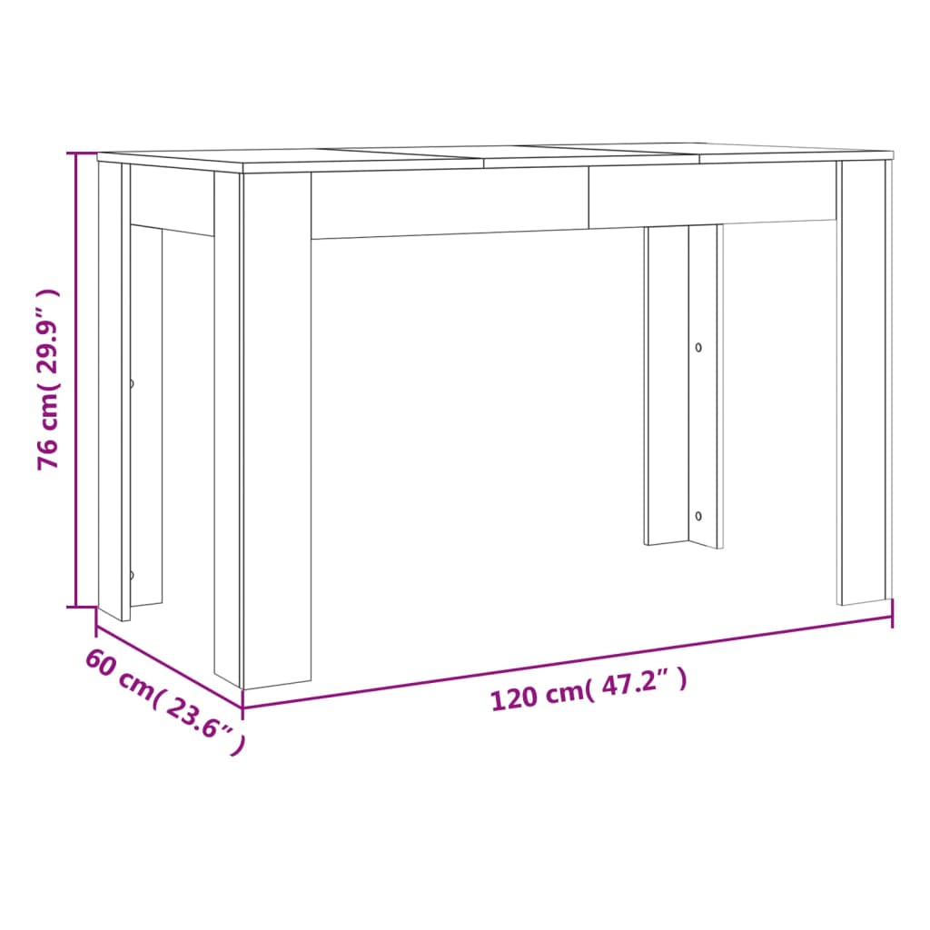 vidaXL Mesa de comedor madera de ingeniería marrón roble 120x60x76 cm