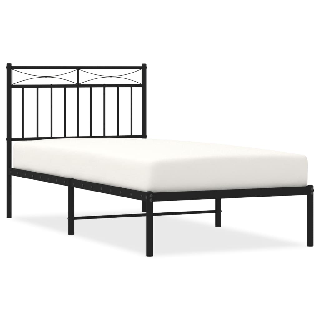 vidaXL Estructura cama sin colchón con cabecero metal negro 90x200 cm