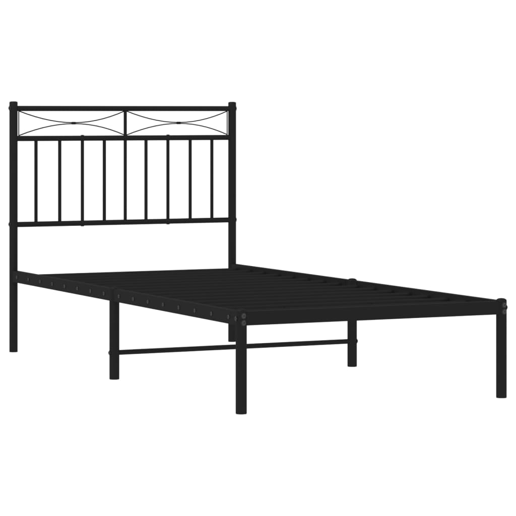 vidaXL Estructura cama sin colchón con cabecero metal negro 90x200 cm