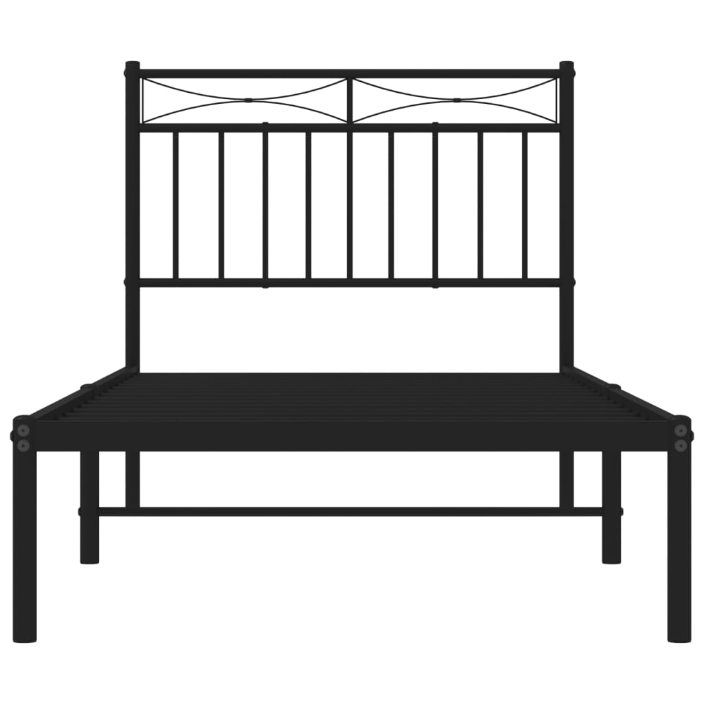 vidaXL Estructura cama sin colchón con cabecero metal negro 90x200 cm