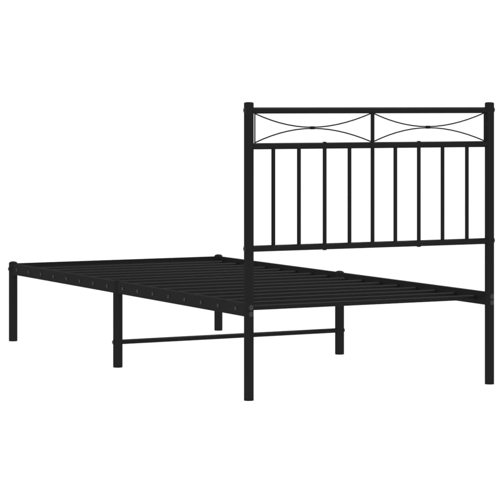 vidaXL Estructura cama sin colchón con cabecero metal negro 90x200 cm