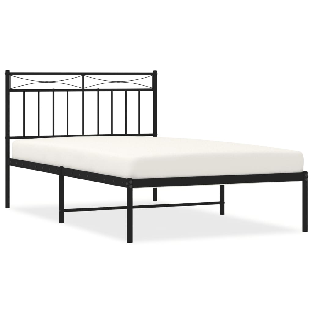 vidaXL Estructura cama sin colchón con cabecero metal negro 100x200 cm