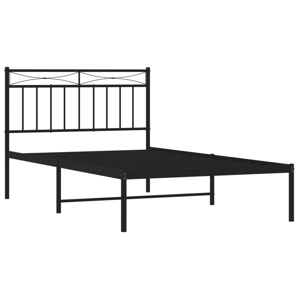 vidaXL Estructura cama sin colchón con cabecero metal negro 100x200 cm