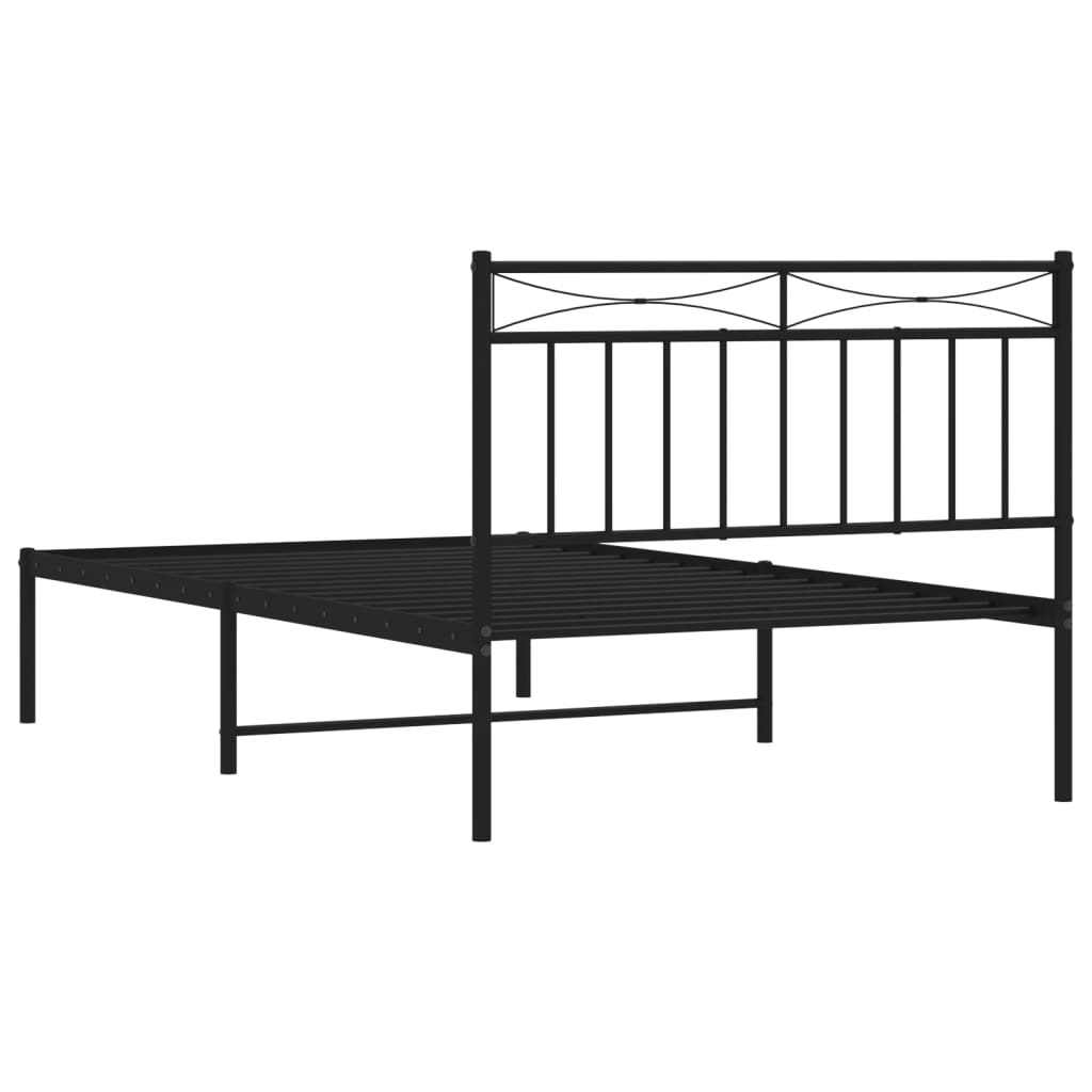 vidaXL Estructura cama sin colchón con cabecero metal negro 100x200 cm