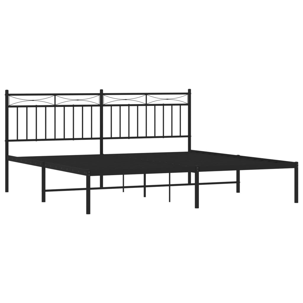 vidaXL Estructura cama sin colchón con cabecero metal negro 180x200 cm