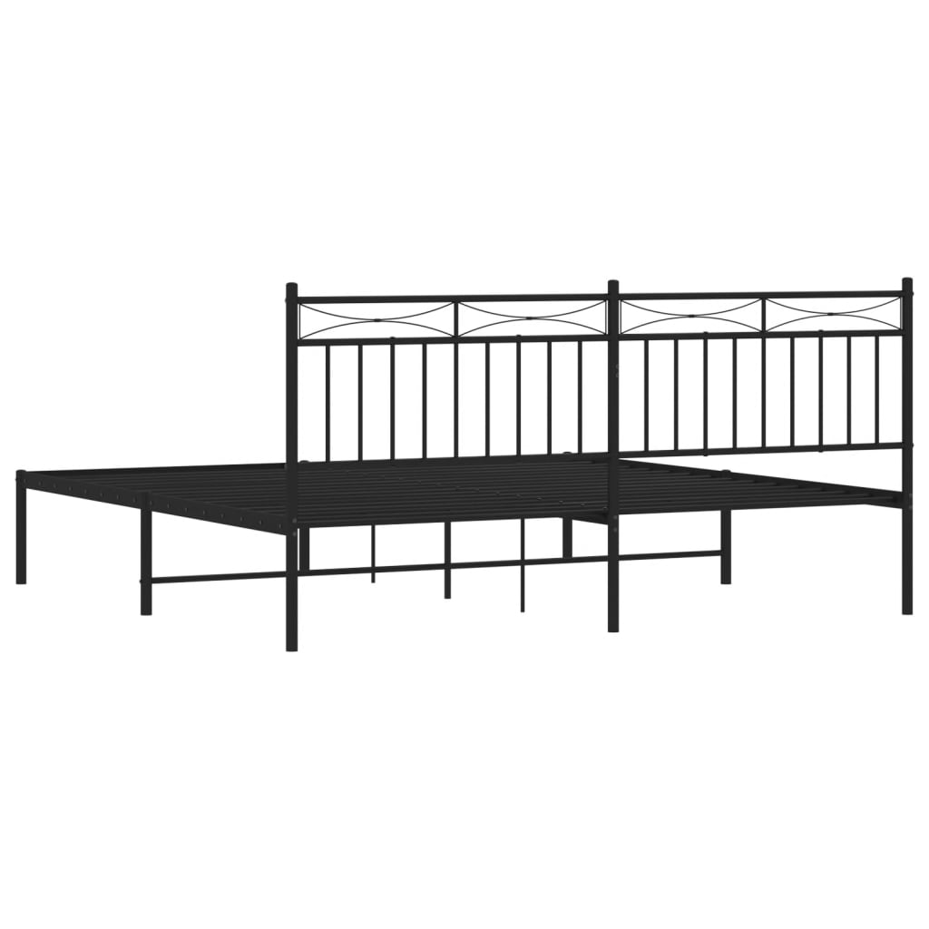 vidaXL Estructura cama sin colchón con cabecero metal negro 180x200 cm