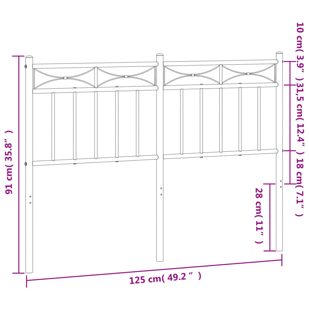 vidaXL Cabecero de metal negro 120 cm