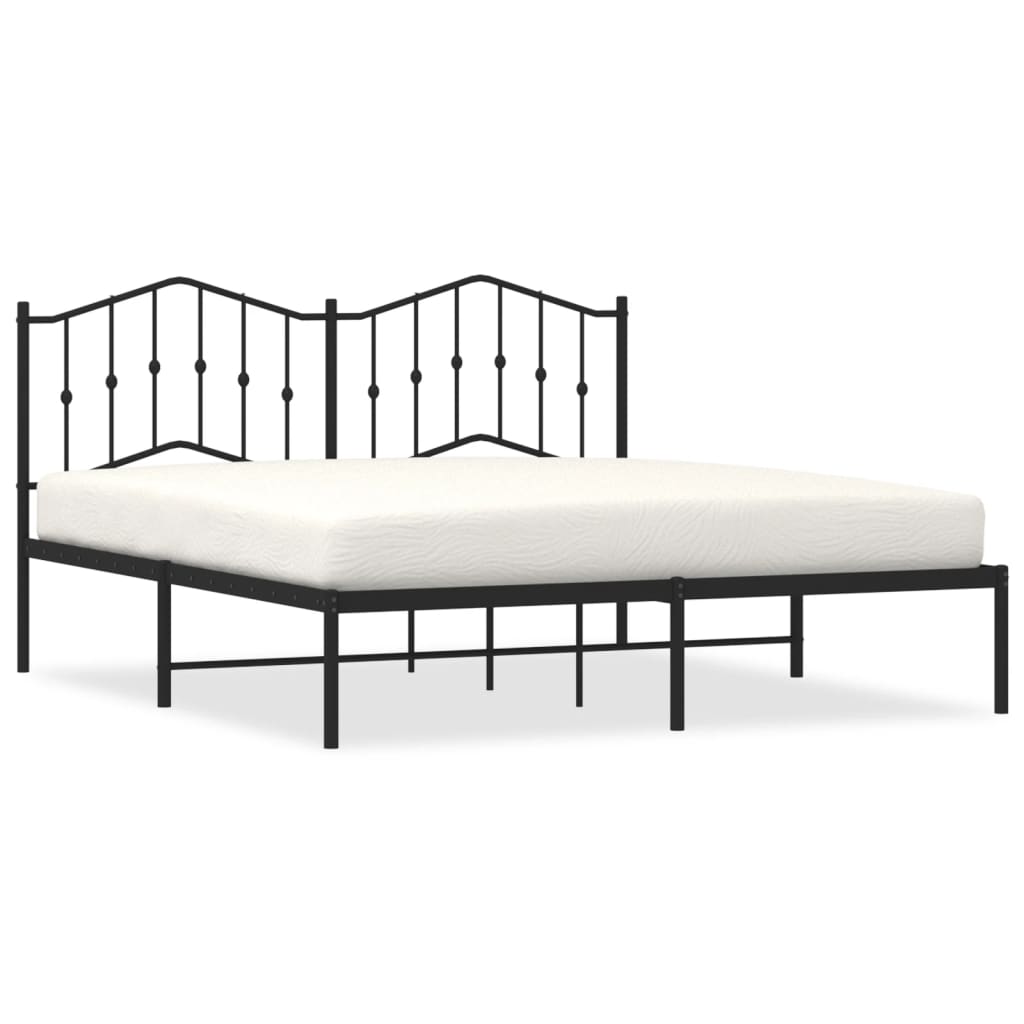 vidaXL Estructura cama sin colchón con cabecero metal negro 160x200 cm