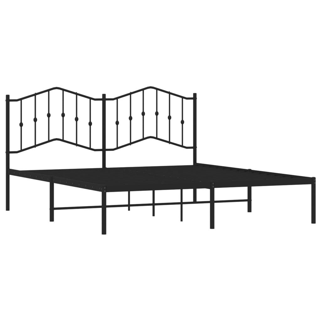 vidaXL Estructura cama sin colchón con cabecero metal negro 160x200 cm