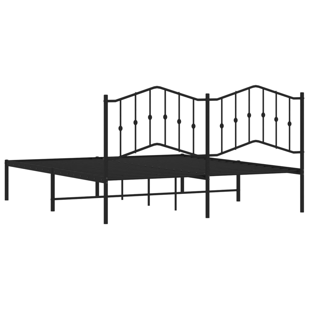 vidaXL Estructura cama sin colchón con cabecero metal negro 160x200 cm