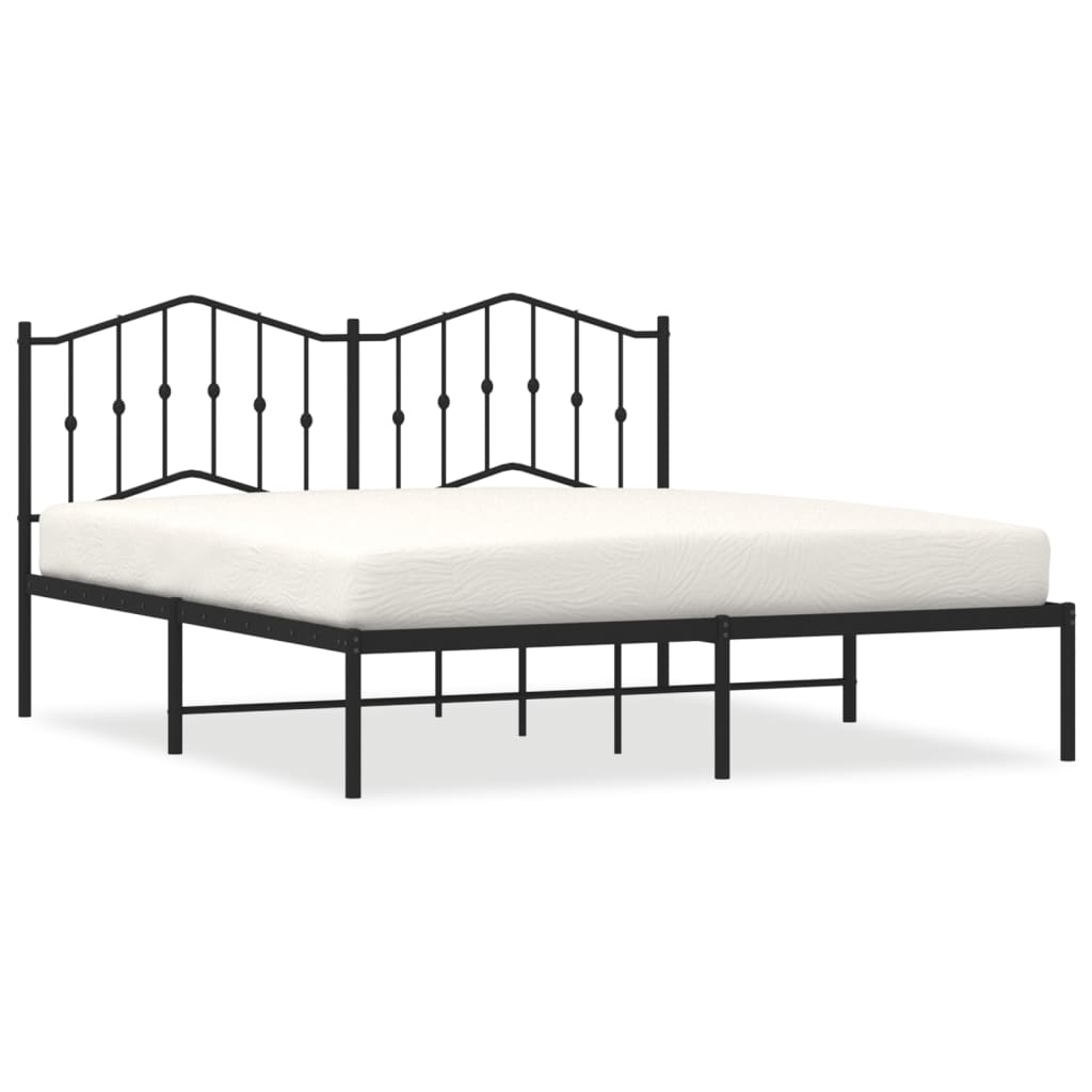 vidaXL Estructura cama sin colchón con cabecero metal negro 180x200 cm