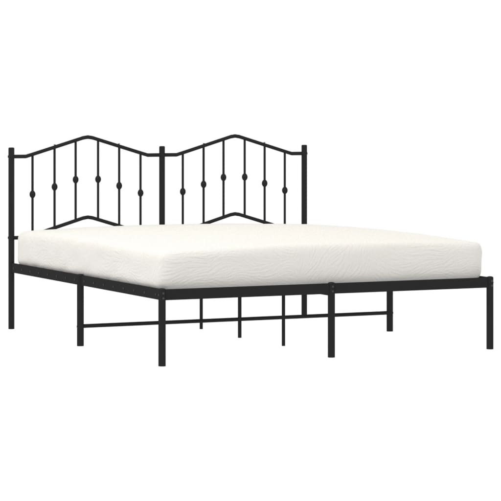 vidaXL Estructura cama sin colchón con cabecero metal negro 180x200 cm