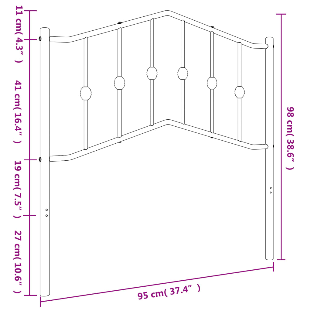 vidaXL Cabecero de metal negro 90 cm