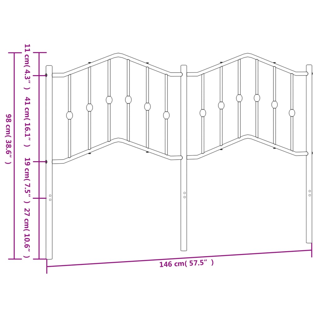 vidaXL Cabecero de metal negro 140 cm