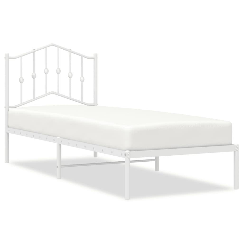 vidaXL Estructura cama sin colchón con cabecero metal blanco 75x190 cm