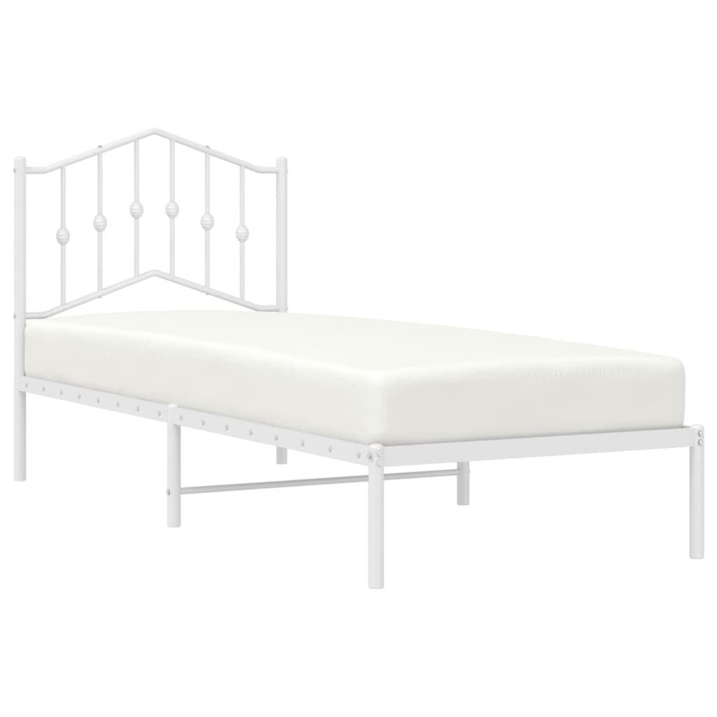 vidaXL Estructura cama sin colchón con cabecero metal blanco 75x190 cm