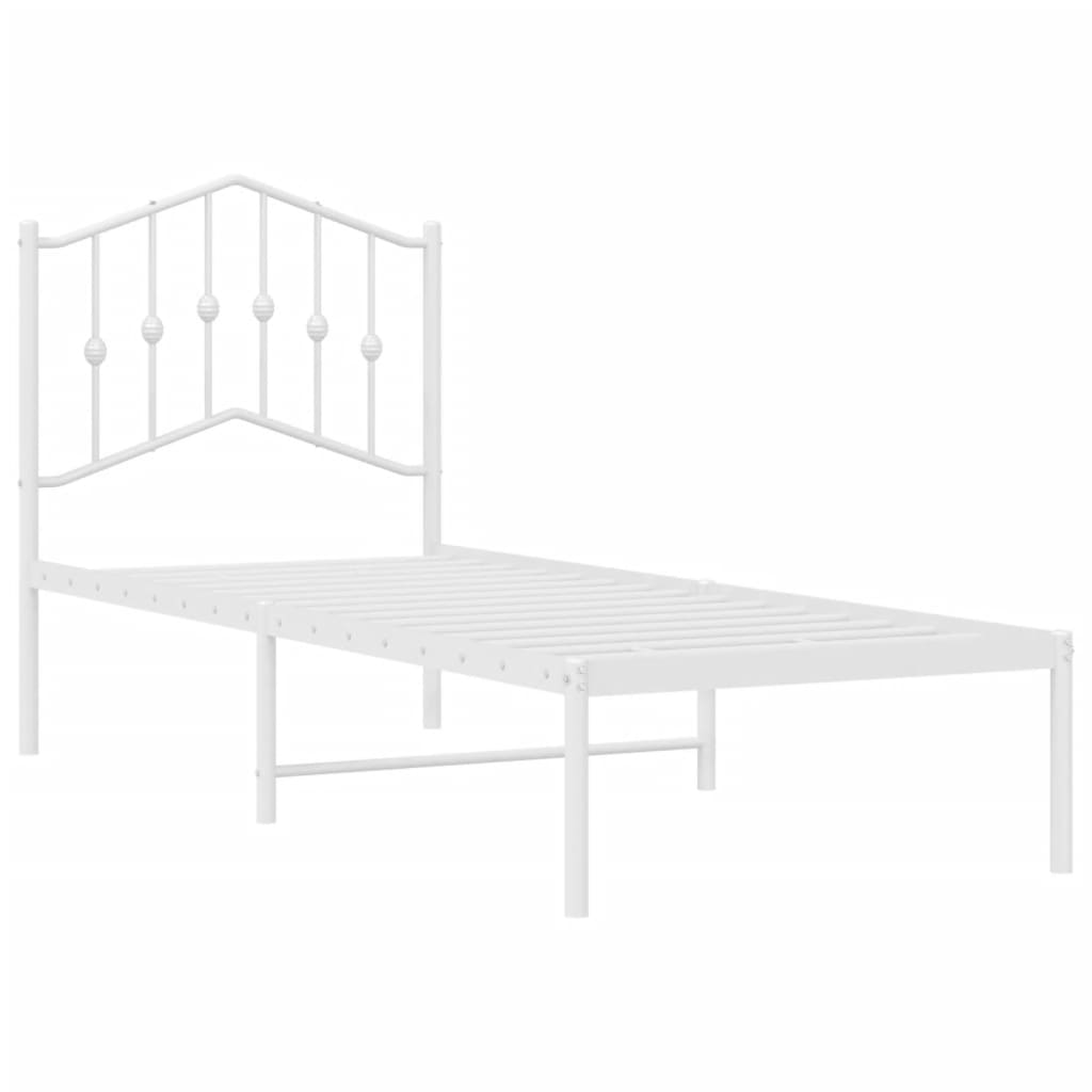 vidaXL Estructura cama sin colchón con cabecero metal blanco 75x190 cm