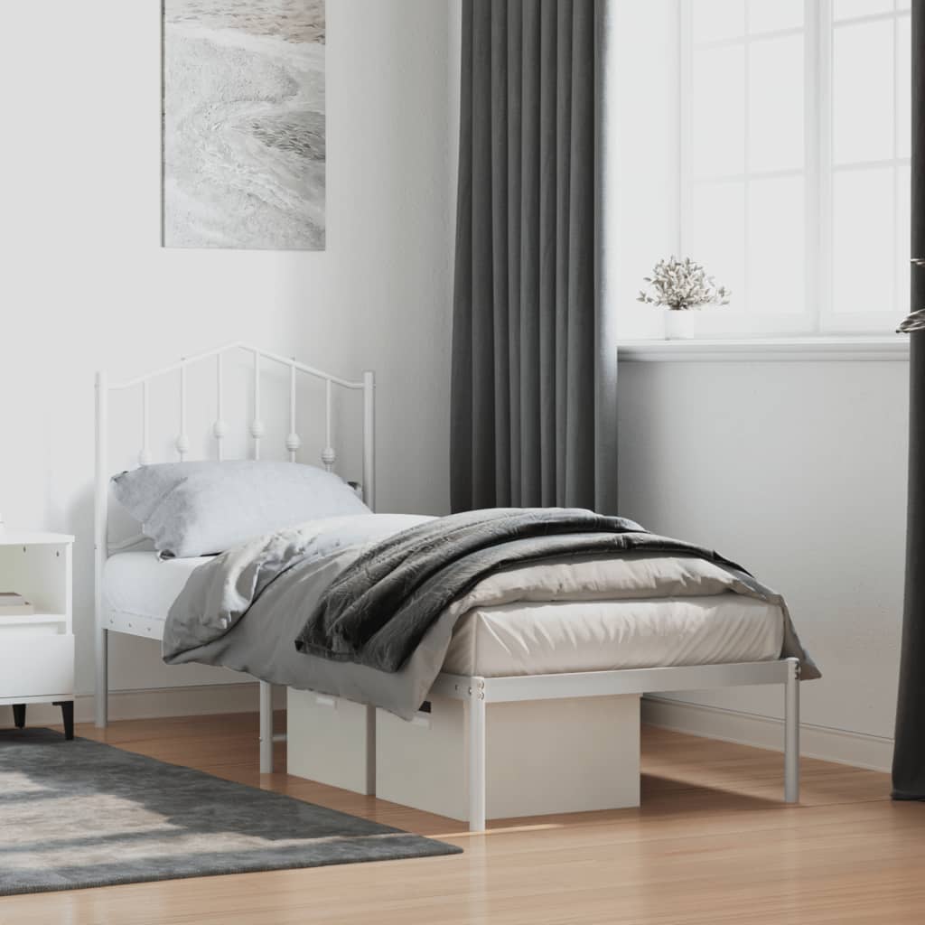 vidaXL Estructura cama sin colchón con cabecero metal blanco 75x190 cm