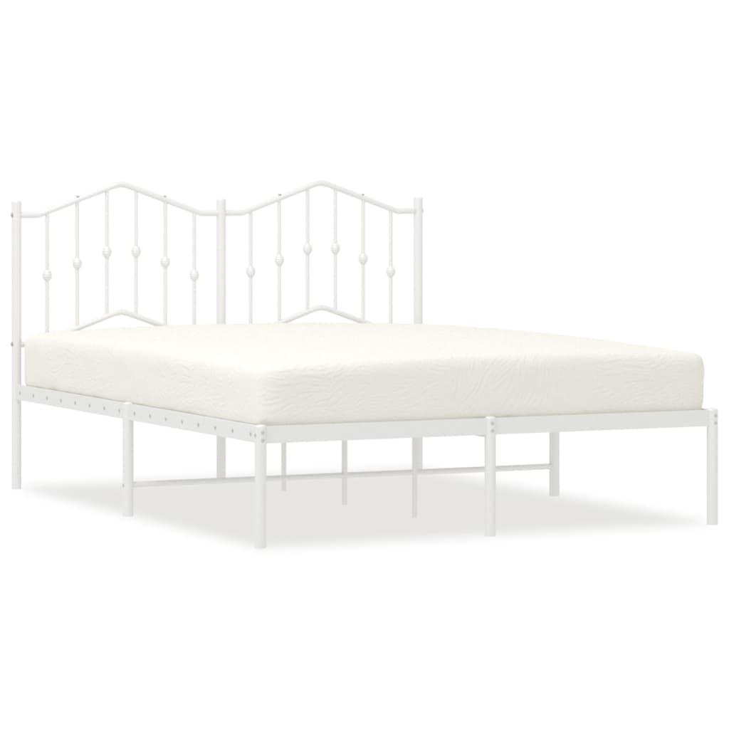 vidaXL Estructura cama sin colchón con cabecero metal blanco 135x190cm