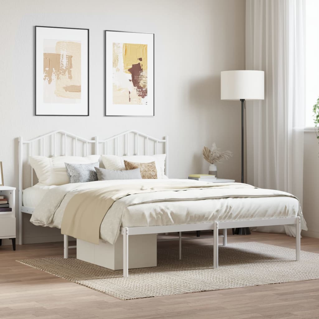 vidaXL Estructura cama sin colchón con cabecero metal blanco 135x190cm