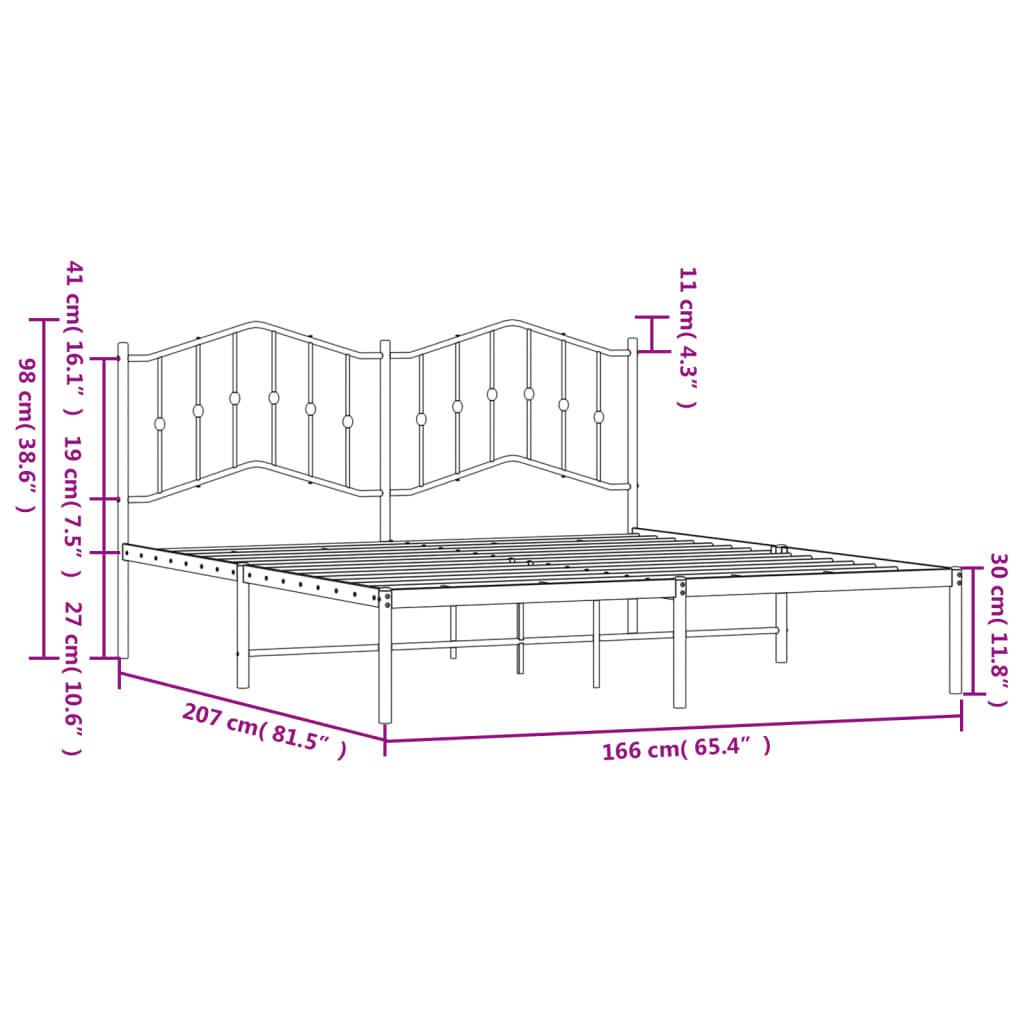 vidaXL Estructura cama sin colchón con cabecero metal blanco 160x200cm