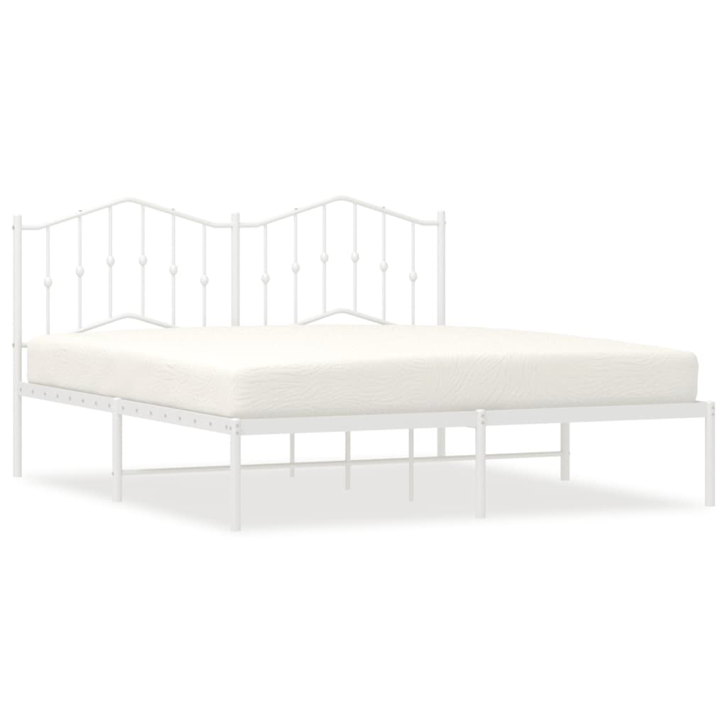 vidaXL Estructura cama sin colchón con cabecero metal blanco 180x200cm