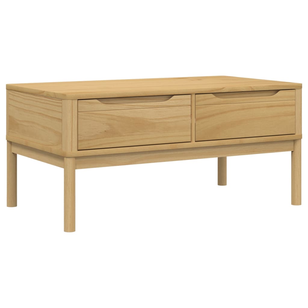 vidaXL Mesa de centro FLORO madera de pino marrón cera 99x55,5x45 cm