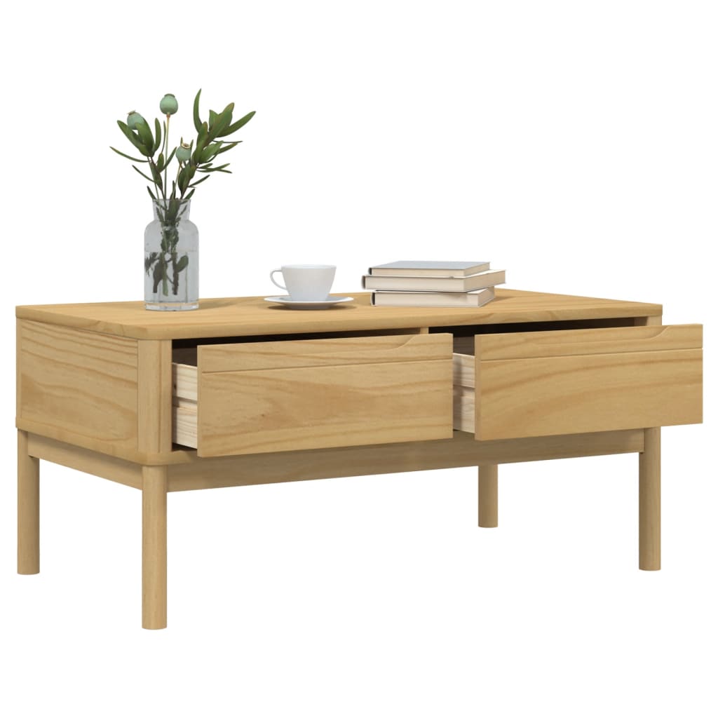 vidaXL Mesa de centro FLORO madera de pino marrón cera 99x55,5x45 cm