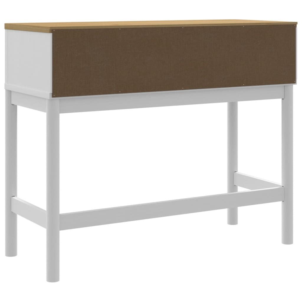 vidaXL Mesa consola FLORO madera maciza de pino blanco 89,5x36,5x73 cm