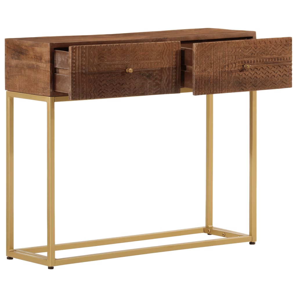 vidaXL Mesa consola madera maciza de mango y hierro 90x30x76 cm