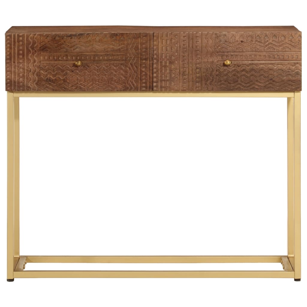 vidaXL Mesa consola madera maciza de mango y hierro 90x30x76 cm