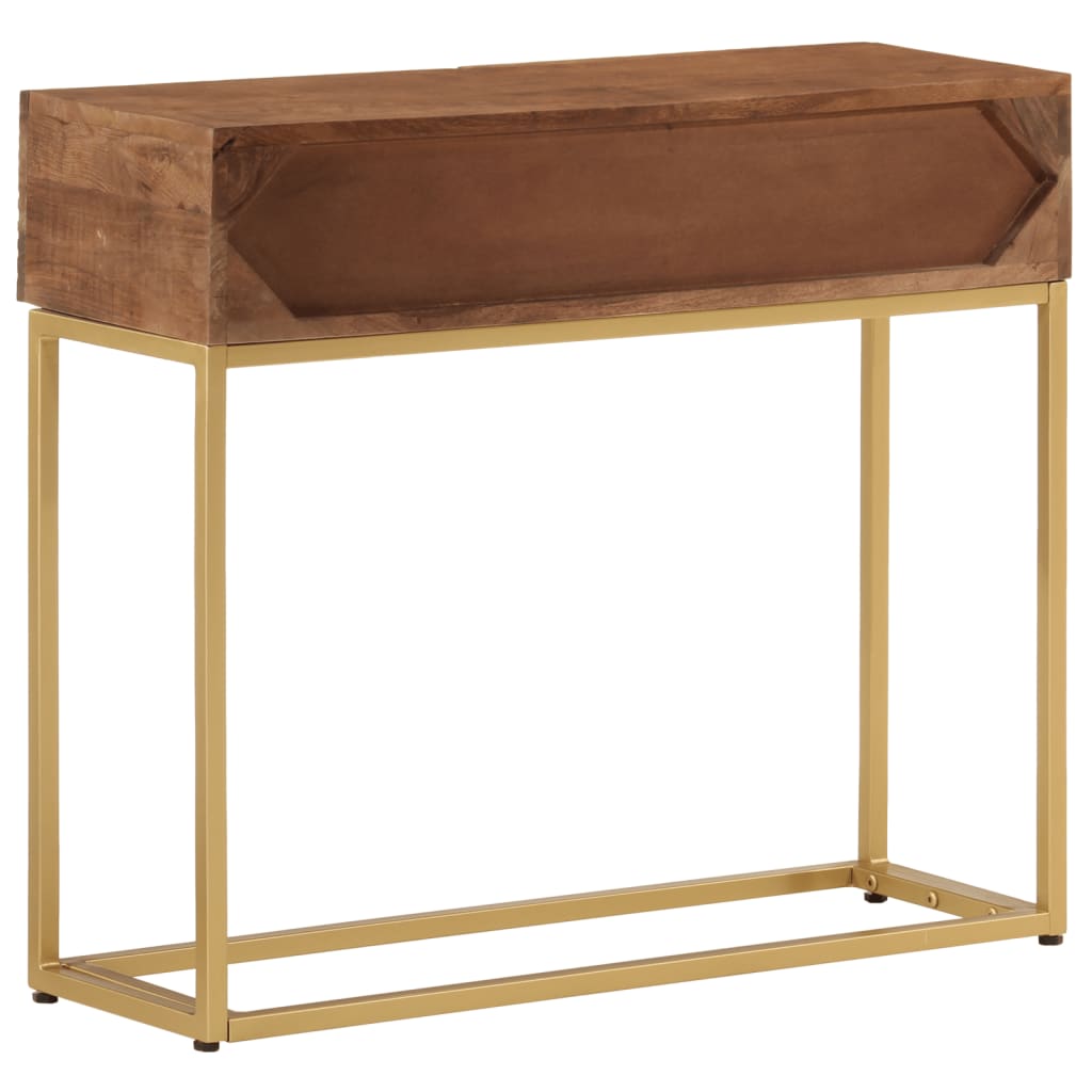 vidaXL Mesa consola madera maciza de mango y hierro 90x30x76 cm