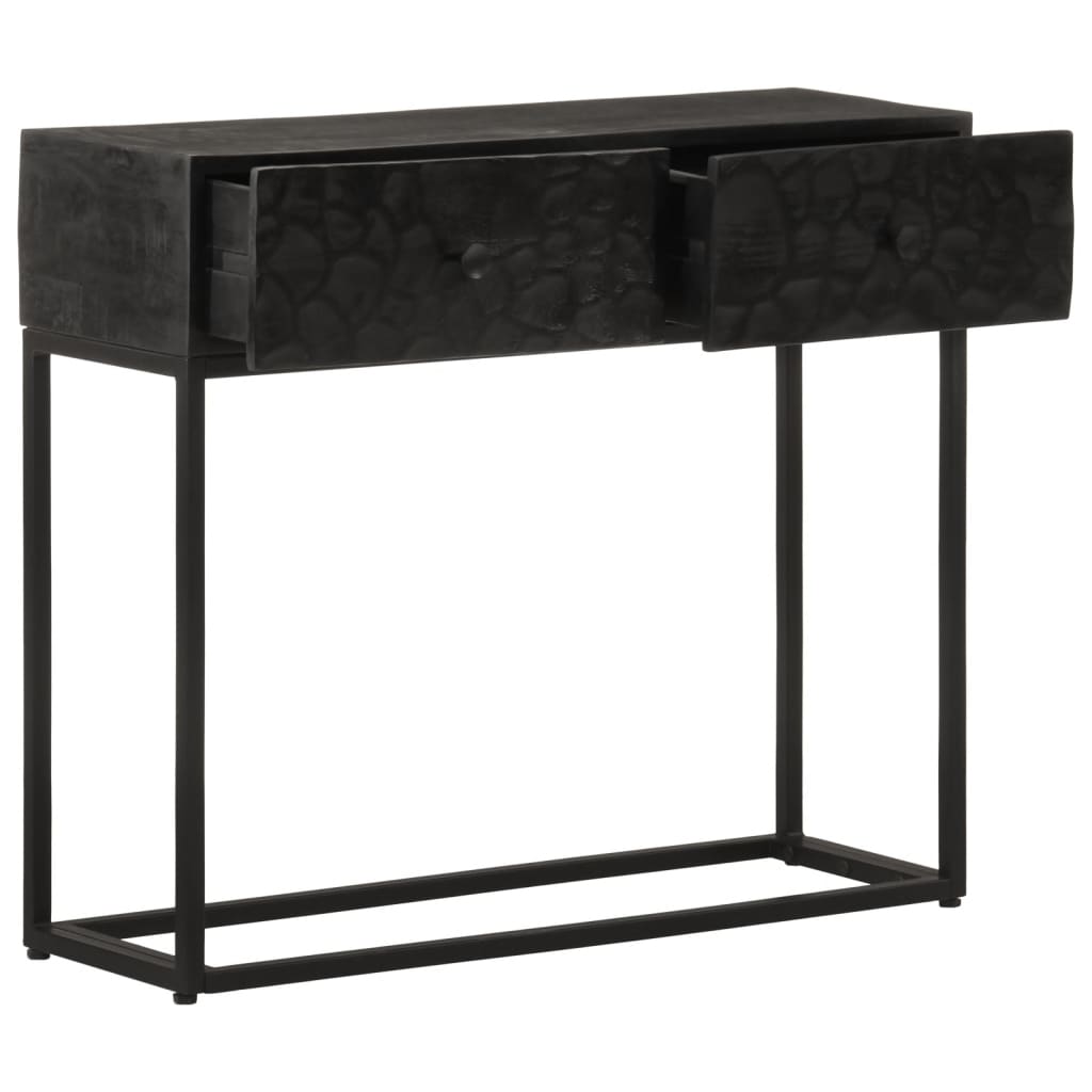 vidaXL Mesa consola madera maciza de mango y hierro negro 90x30x76 cm