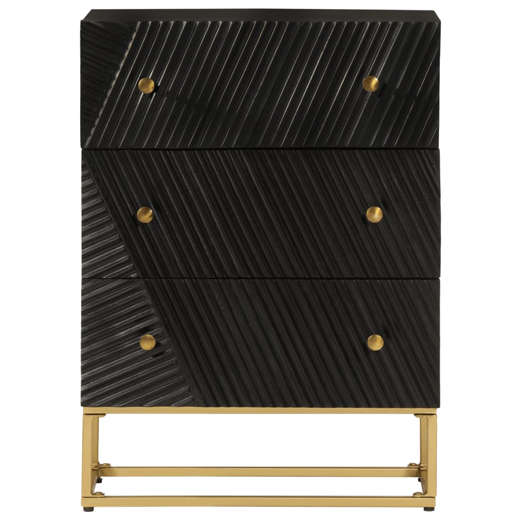 vidaXL Cómoda madera maciza de mango y hierro negro 55x30x76 cm