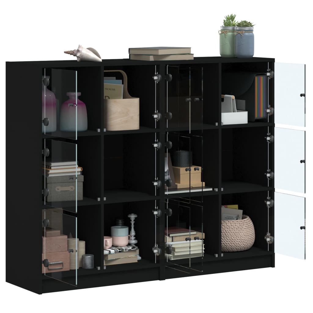 vidaXL Estantería con puertas madera de ingeniería negro 136x37x109 cm