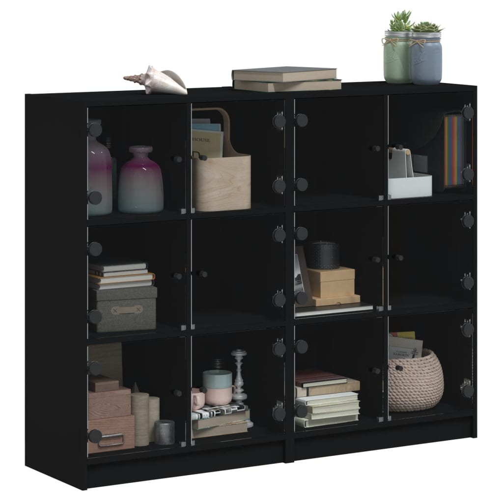 vidaXL Estantería con puertas madera de ingeniería negro 136x37x109 cm