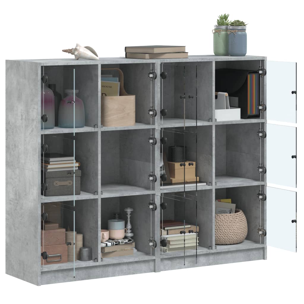 vidaXL Estantería con puertas madera de ingeniería gris 136x37x109 cm