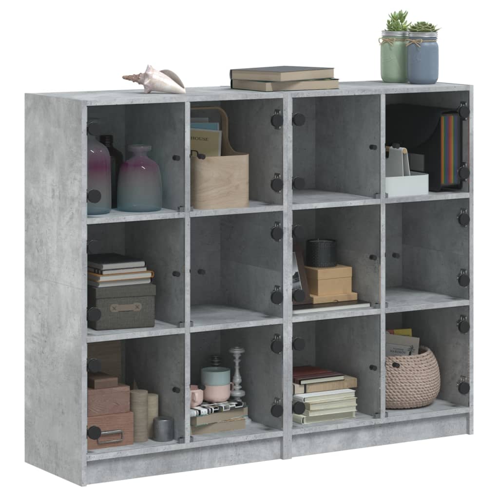 vidaXL Estantería con puertas madera de ingeniería gris 136x37x109 cm