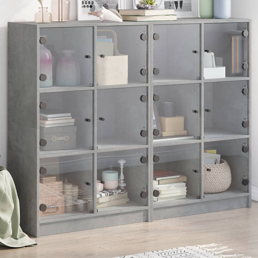 vidaXL Estantería con puertas madera de ingeniería gris 136x37x109 cm