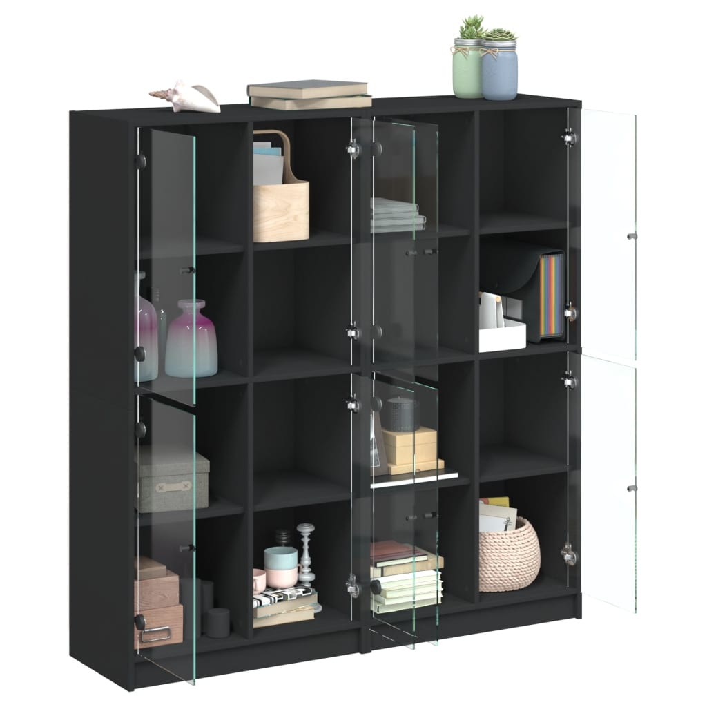 vidaXL Estantería con puertas madera de ingeniería negro 136x37x142 cm