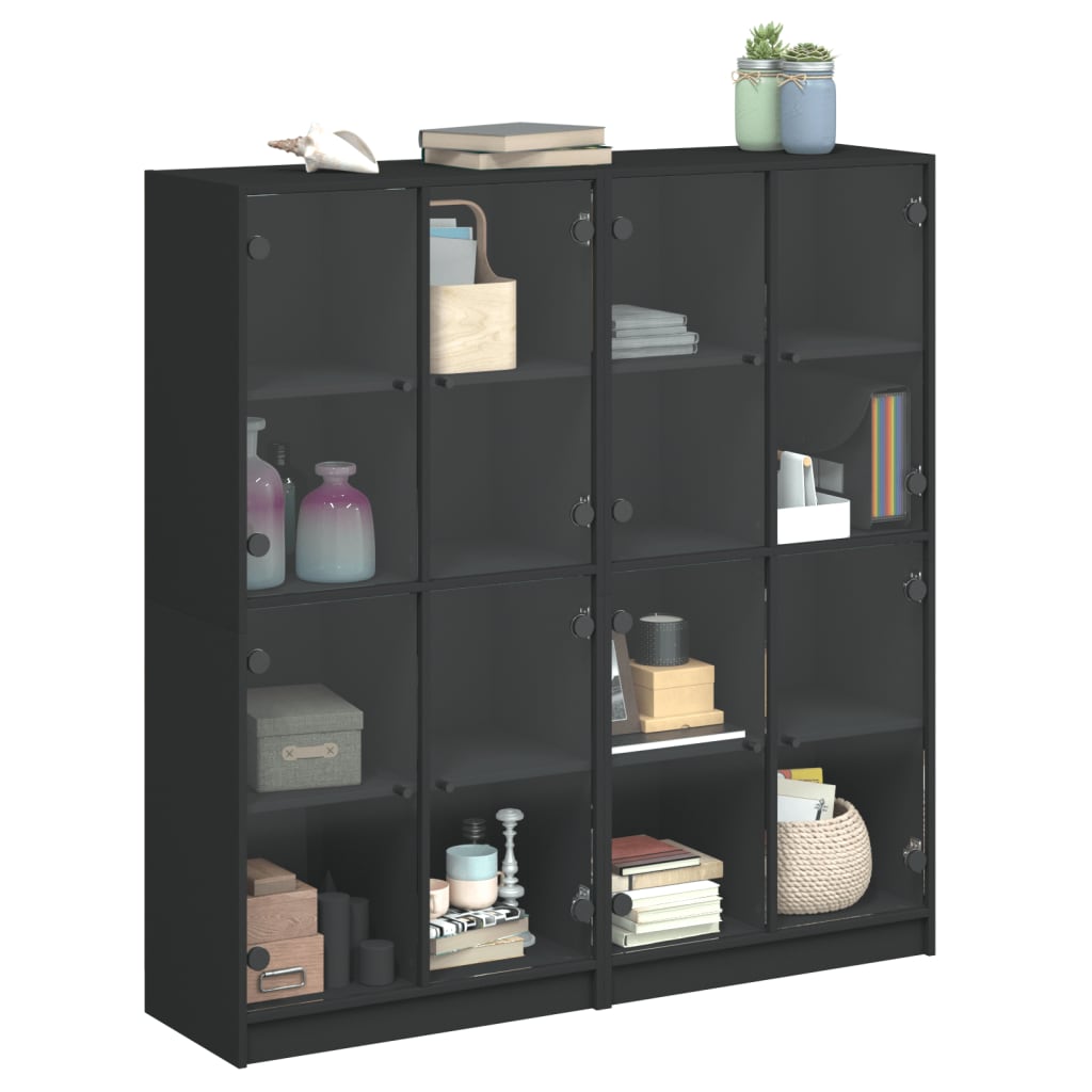 vidaXL Estantería con puertas madera de ingeniería negro 136x37x142 cm