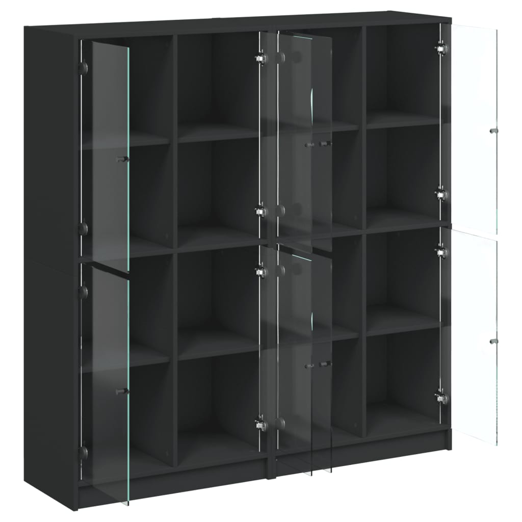 vidaXL Estantería con puertas madera de ingeniería negro 136x37x142 cm