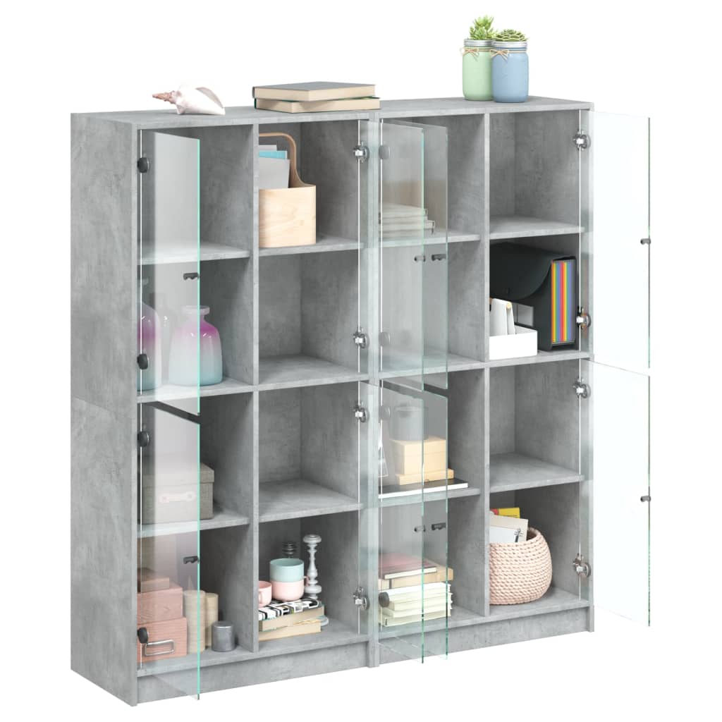 vidaXL Estantería con puertas madera de ingeniería gris 136x37x142 cm