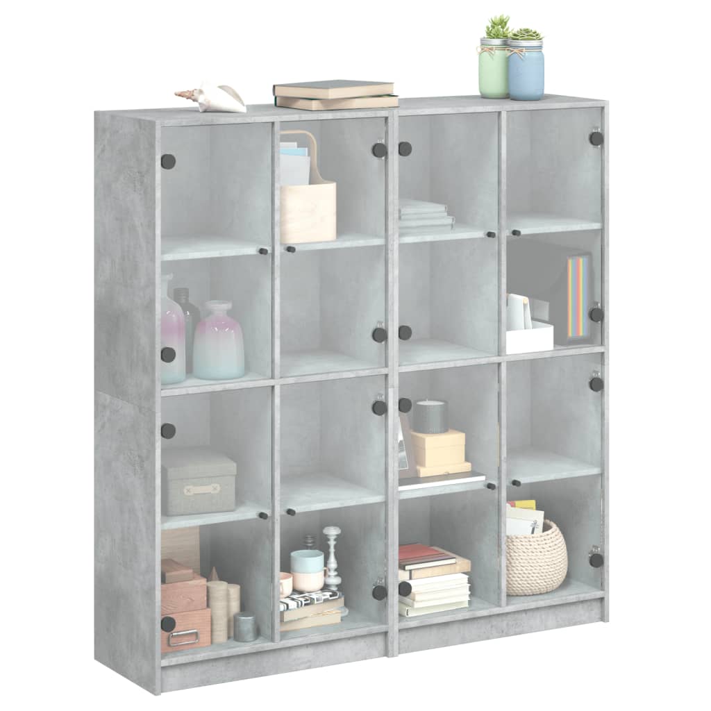 vidaXL Estantería con puertas madera de ingeniería gris 136x37x142 cm